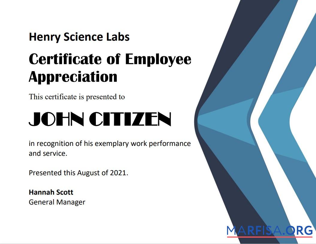 Blank USA Employee Appreciation cert Version 2 download for verification